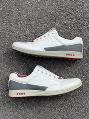 Men’s Ecco Premier Cleat-less Golf Shoe 46EU •White/ Grey• Hydromax Leather