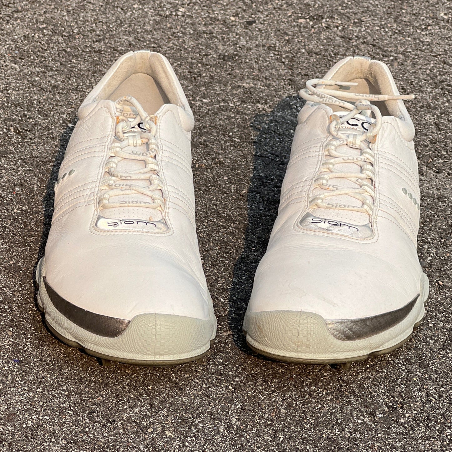 Men’s Ecco Biom Cleated Golf Shoe 46EU• White/Grey • Hydromax Yak Leather