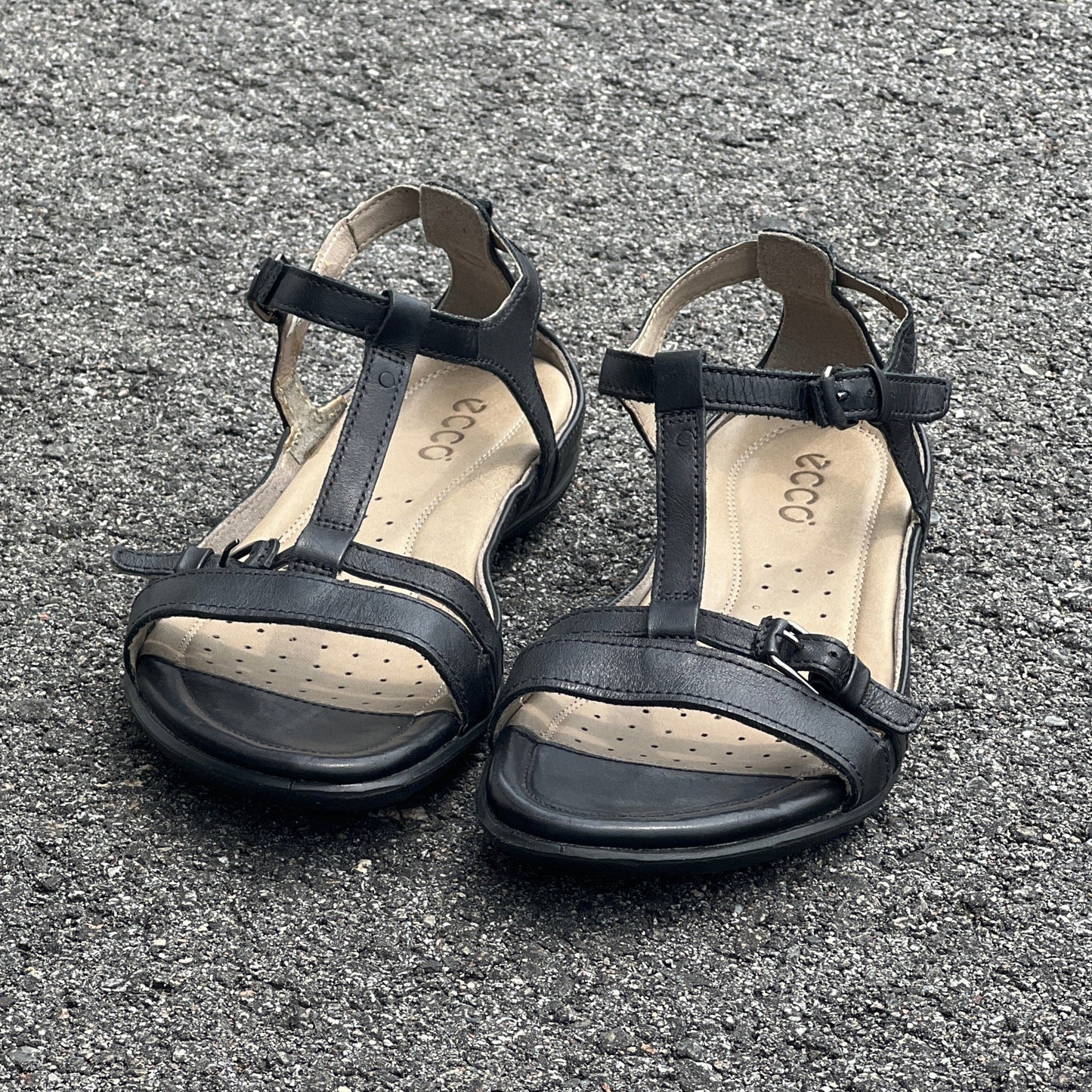 Ecco Women's T-Strap Sandal EU36M Black Leather
