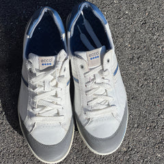 Men’s Ecco Street Premier Cleat-less Golf Shoe 44EU •White/Blue• Hydromax Leather