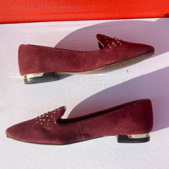 Woman’s Isola •Donna• Suede Smoking Shoe 10M Maroon Suede Leather