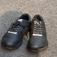 Men’s Ecco Biom Cleated Golf Shoe 44EU• Black/Red • Hydromax Yak Leather