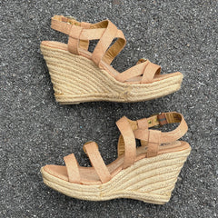 Woman’s Euro Soft by Sofft Jute Wrapped Platform Sandal 8M Beige Textile
