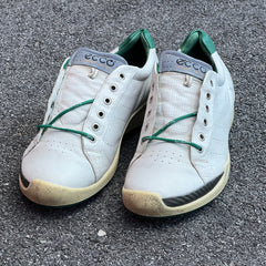 Men’s Ecco Biom Spikeless Golf Shoes 45EU -White/Green- Hydromax Yak Leather