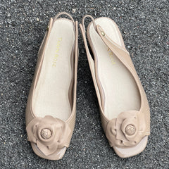 Women’s Taryn Rose •Karols• Peep-toe Sling-back 6M Nutmeg Patent Leather