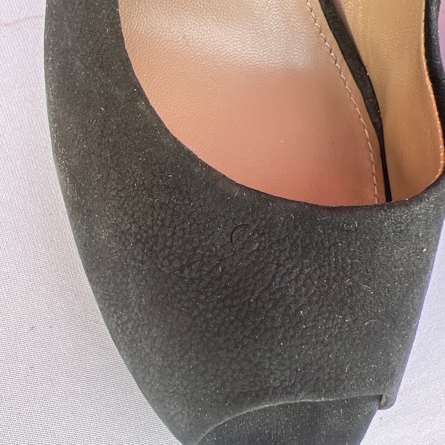 Woman’s Ecco Peep-toe Pump 39M Black Suede Leather
