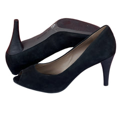 Woman’s Ecco Peep-toe Pump 39M Black Suede Leather