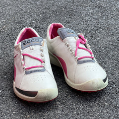 Women’s Ecco Biom Spikeless Golf Shoes 39EU -White/Pink- Hydromax Yak Leather
