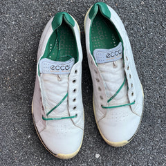 Men’s Ecco Biom Spikeless Golf Shoes 45EU -White/Green- Hydromax Yak Leather