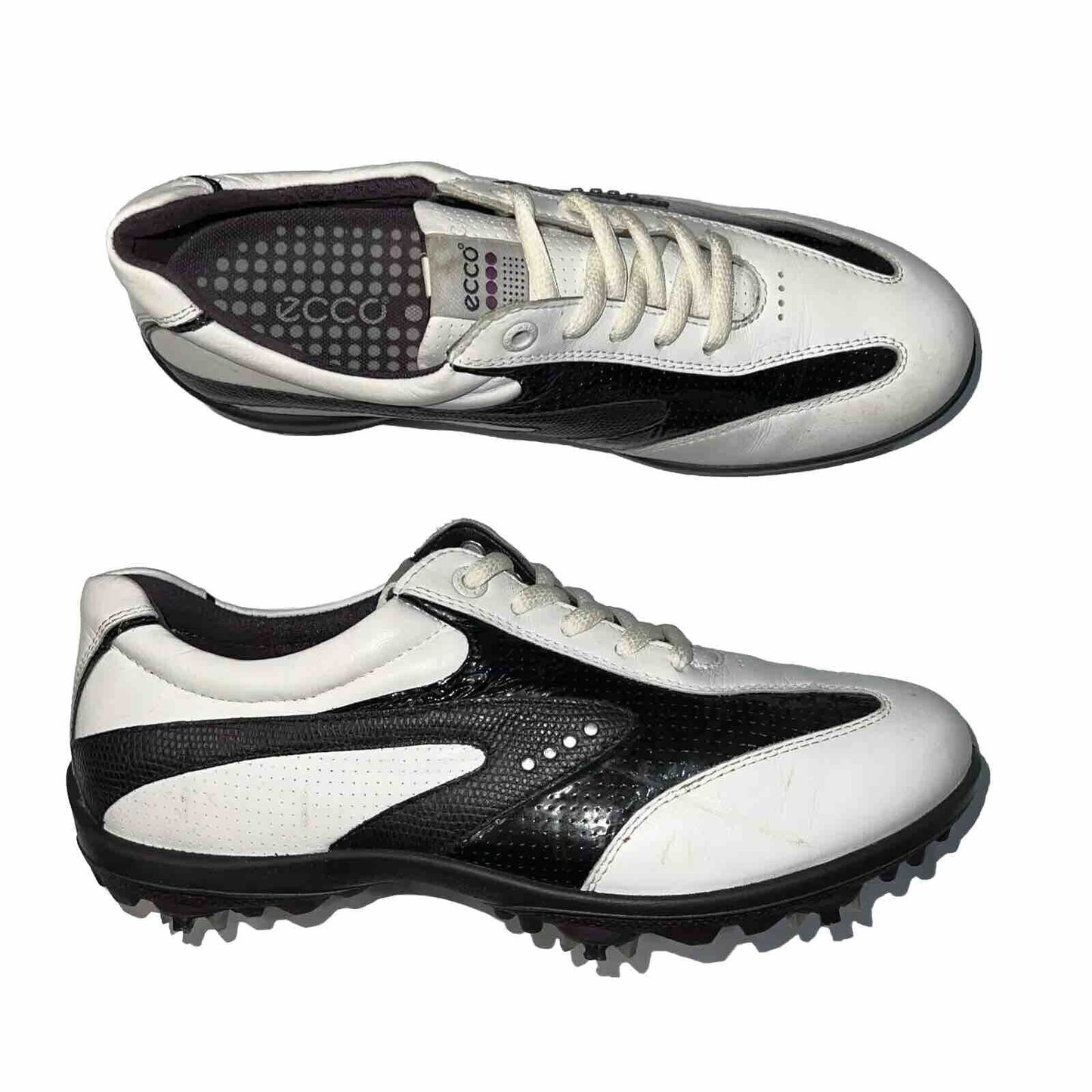 Women’s Ecco Hydromax Leather Spiked Golf Shoe 38EU White/Black