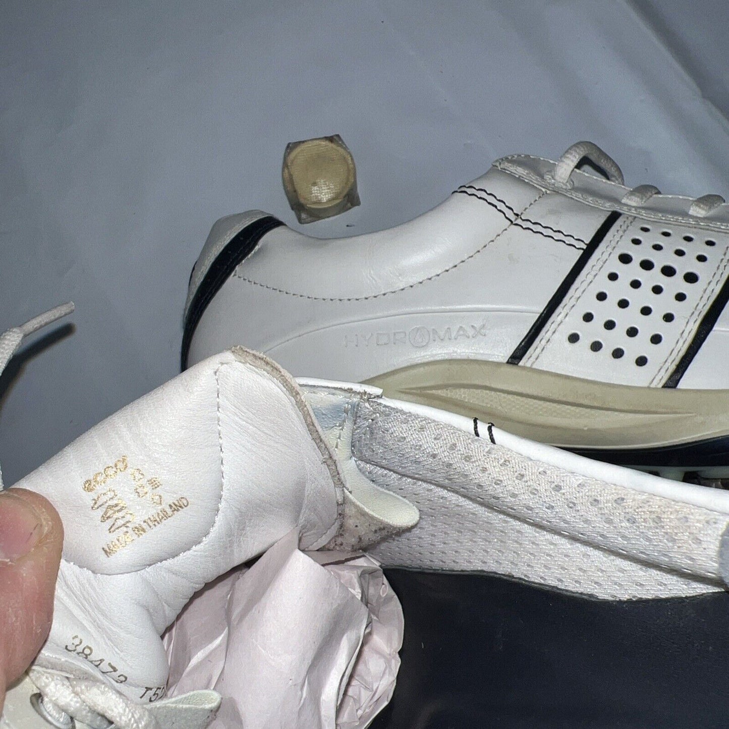 Women’s Ecco Hydromax Leather Spiked Golf Shoe 42EU White/Marine