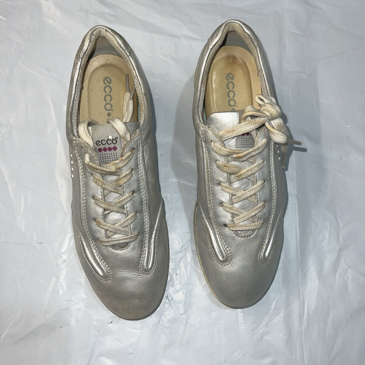 Women’s Ecco Street Spikeless Golf Shoe 38EU Metallic Silver Hydromax Leather