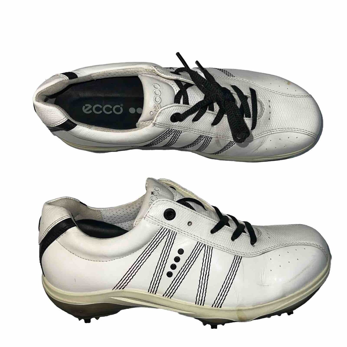 Women’s Ecco Spiked Golf Shoe 39EU White/Black Leather