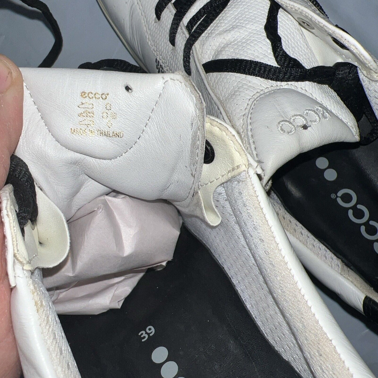 Women’s Ecco Spiked Golf Shoe 39EU White/Black Leather