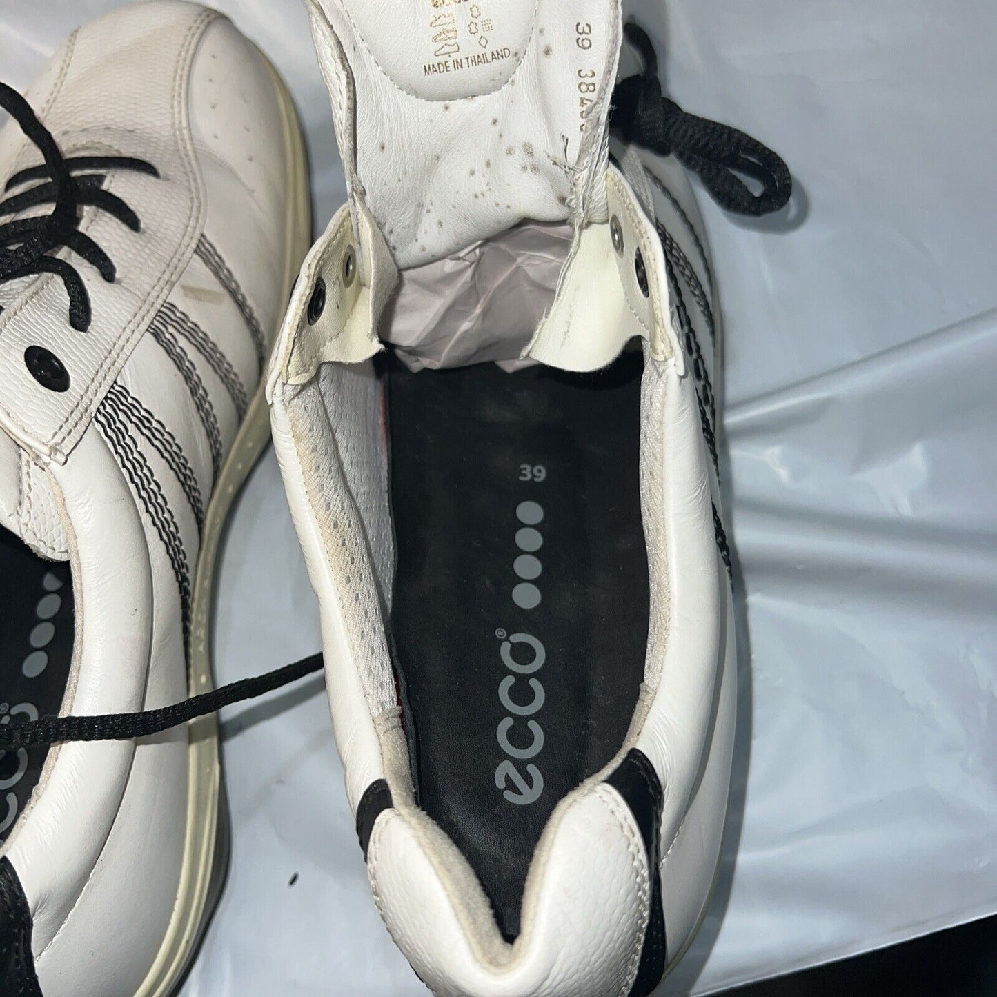 Women’s Ecco Spiked Golf Shoe 39EU White/Black Leather