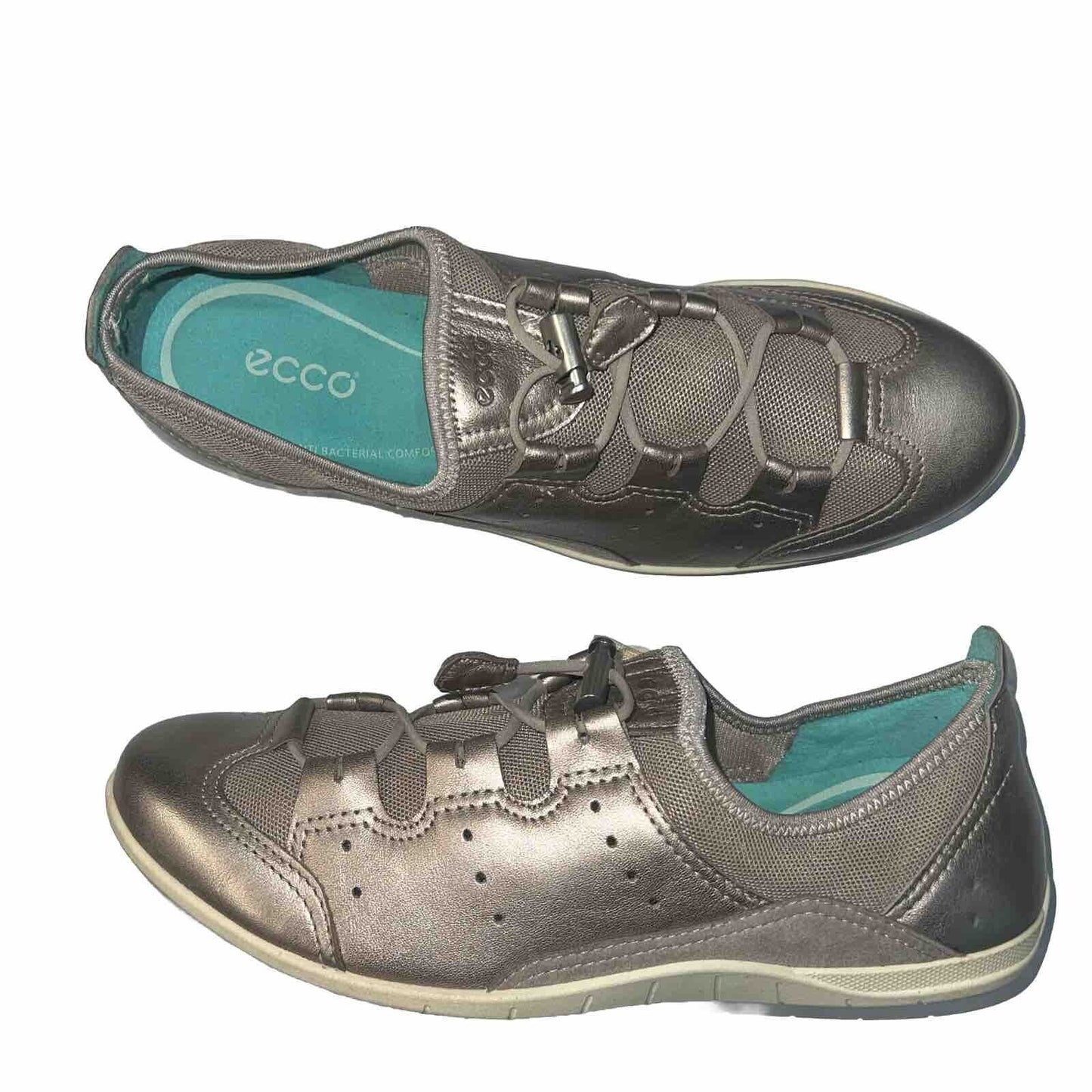 Women’s ECCO Bluma Toggle Lace Slip-on 40EU Champagne Metallic Leather