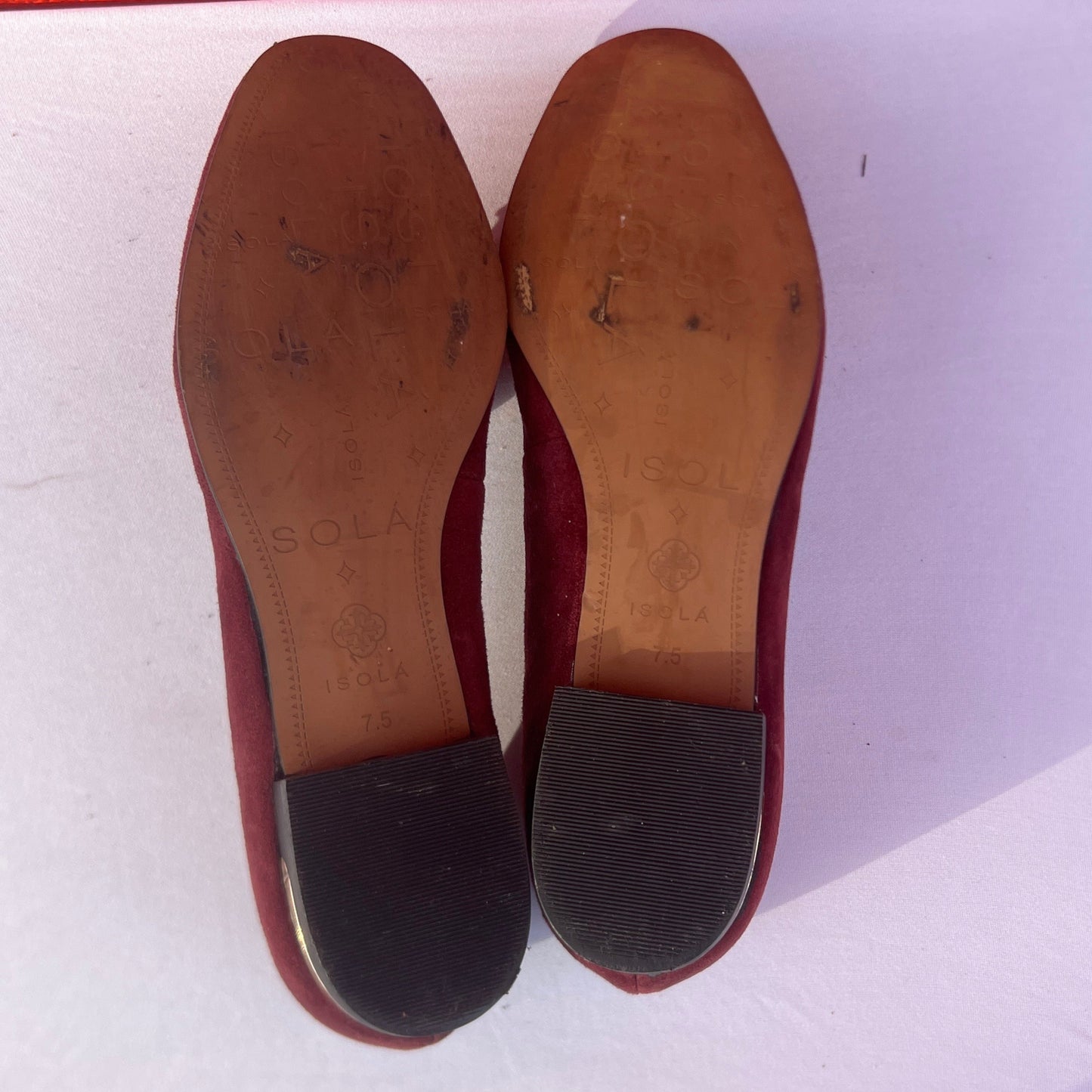 Woman’s Isola •Donna• Jeweled Smoking Shoe 7.5M Maroon Suede Leather