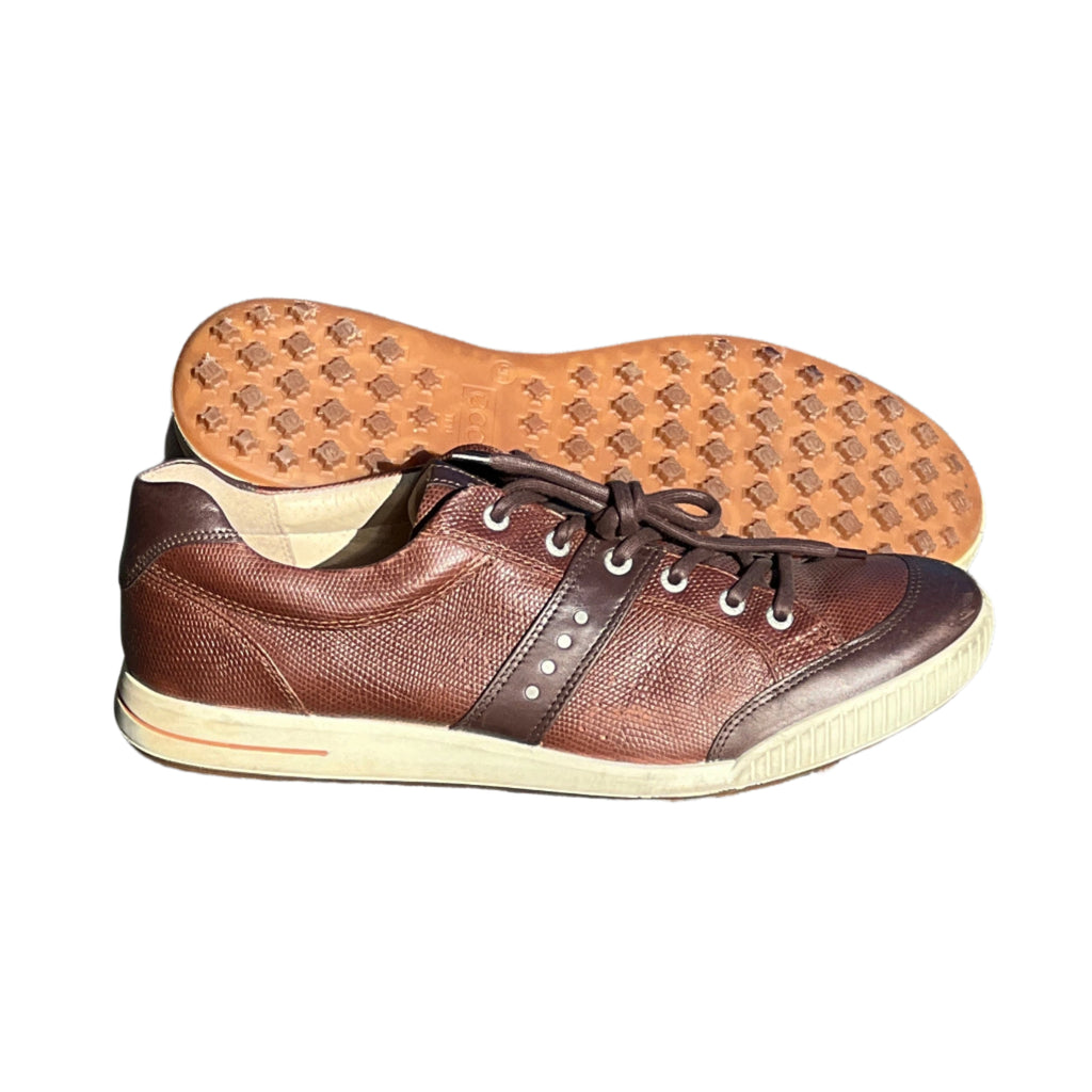 Men’s Ecco Street Premier Cleat-less Golf Shoe 46EU • Brown Reptile Embossed Hydromax Leather
