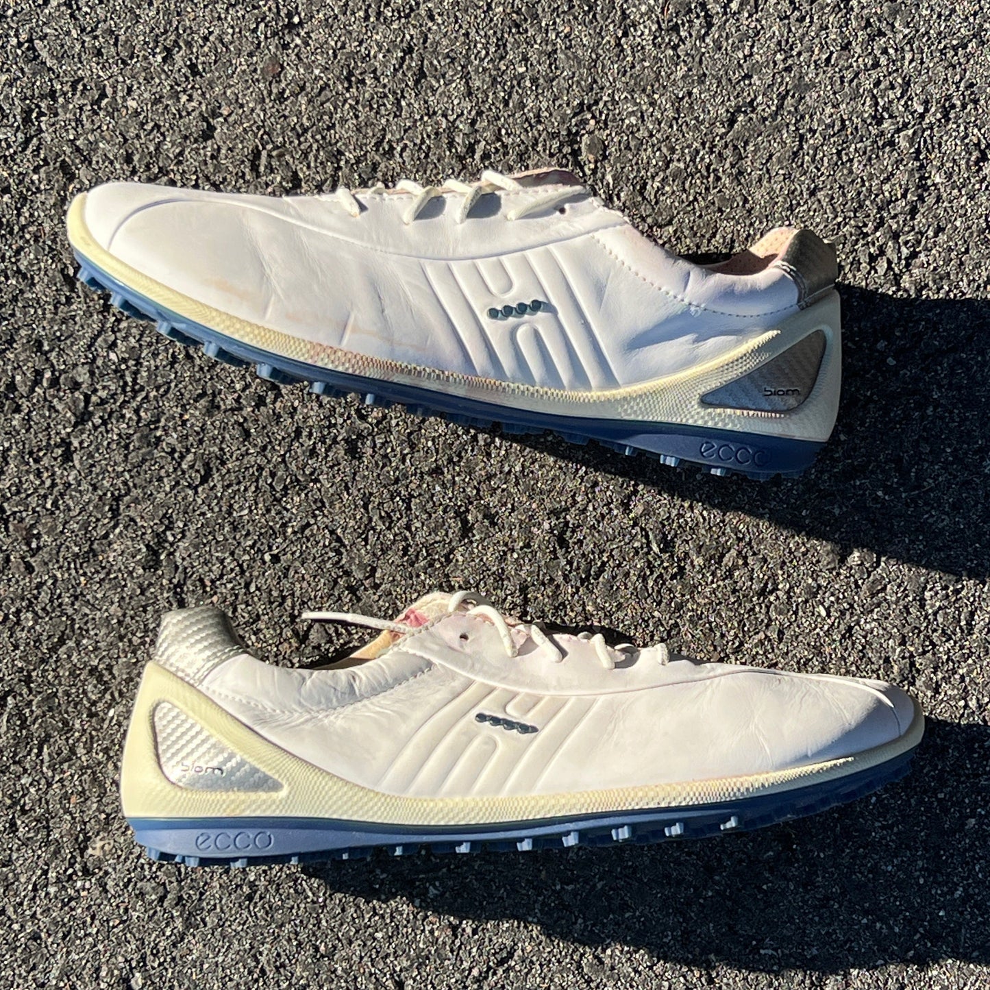 Men’s Ecco Biom Natural Motion Spikeless Golf Shoes 45EU -White/Blue- Hydromax Leather