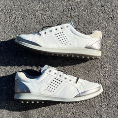 Men’s Ecco Biom Cleat-less Golf Shoe 46EU • White/ Black Hydromax Yak Leather