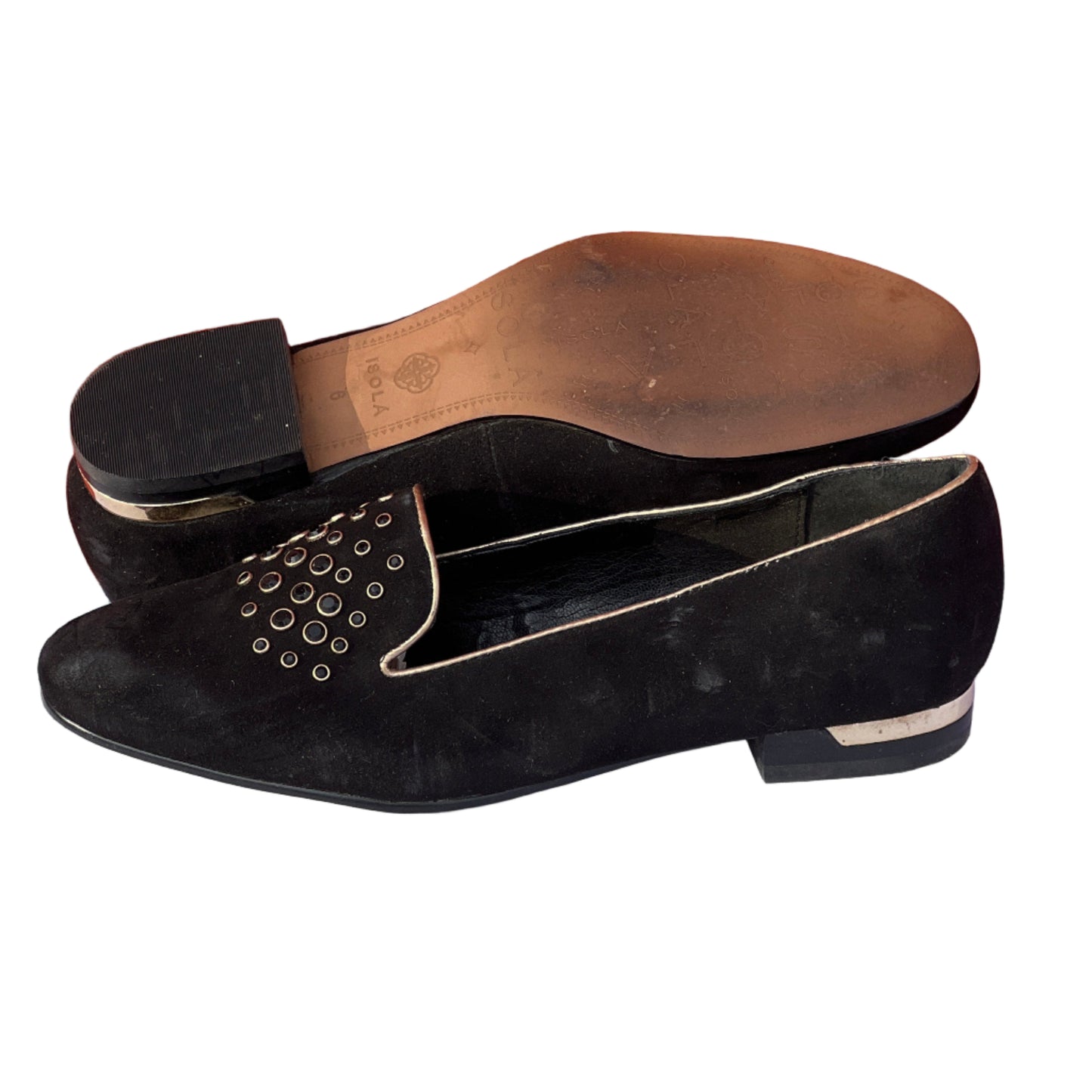 Woman’s Isola •Donna• Jeweled Smoking Shoe 6M Black Suede Leather