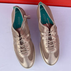 Woman’s Ecco ECCO Bluma Lace Oxford 39M Metallic Taupe Mesh/Leather
