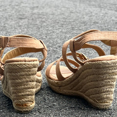 Woman’s Euro Soft by Sofft Jute Wrapped Platform Sandal 8M Beige Textile