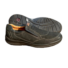 Men’s Ecco Twin Gored Slip-on Comfort Casual 44EU •Black NuBuck Leather • Made in Portugal
