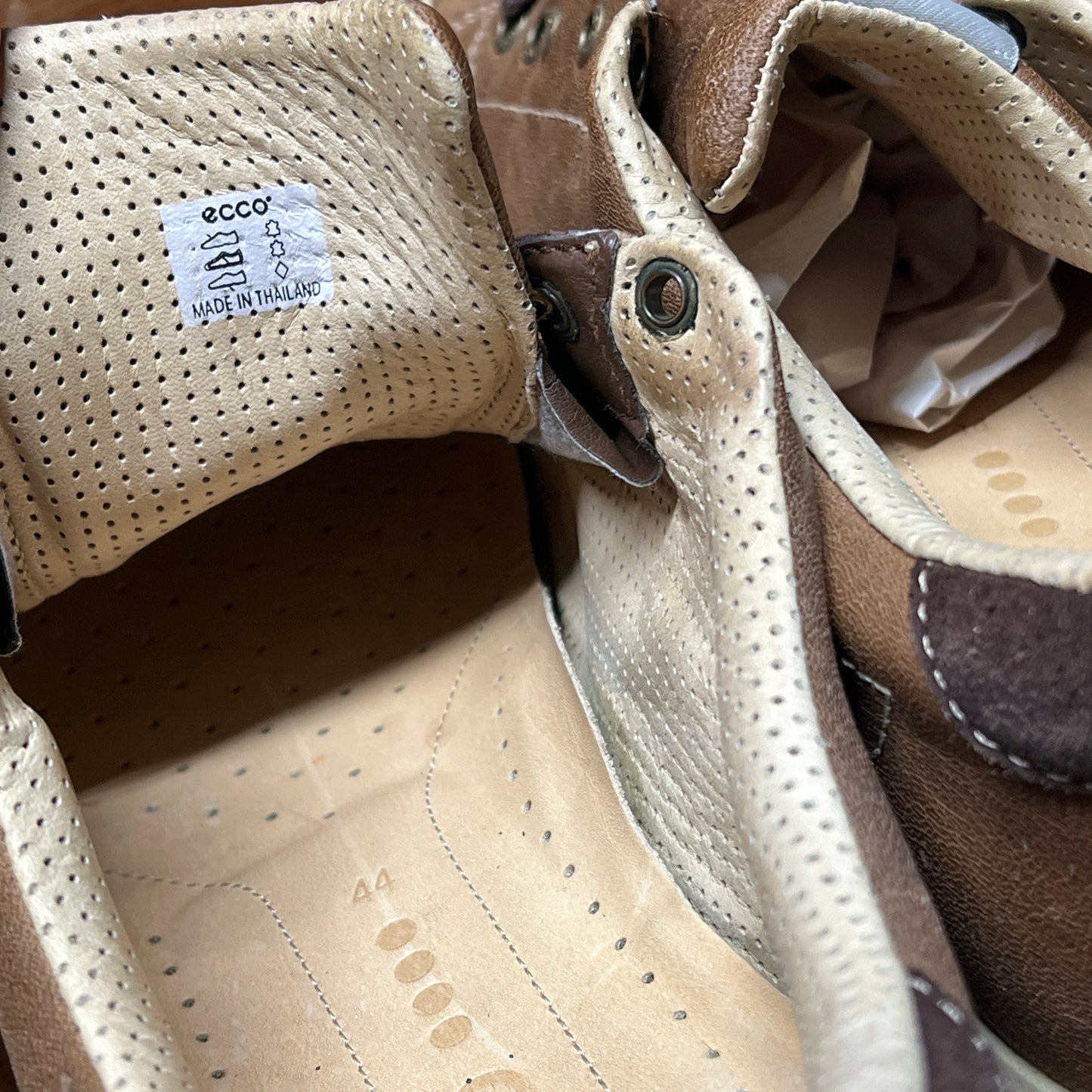 Men’s Ecco Street Premier Cleat-less Golf Shoe 44EU • taupe • Leather