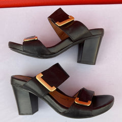 Woman’s Sofft •Damia• Stacked Heel Slide, 9M Blqck leather