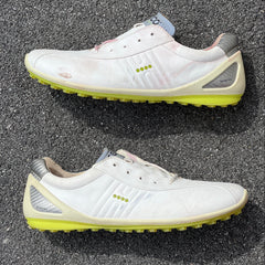 Men’s Ecco Biom Natural Motion Spikeless Golf Shoes 44EU -White/Citron- Hydromax Leather