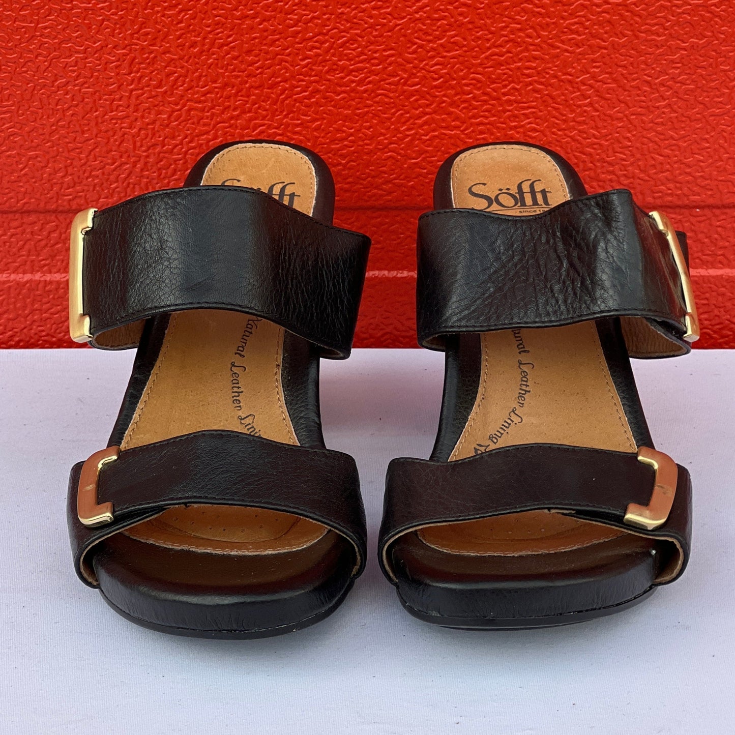 Woman’s Sofft •Damia• Stacked Heel Slide, 9M Blqck leather