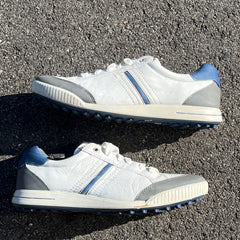 Men’s Ecco Street Premier Cleat-less Golf Shoe 44EU •White/Blue• Hydromax Leather