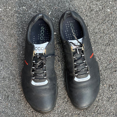 Men’s Ecco Biom Cleated Golf Shoe 44EU• Black/Red • Hydromax Yak Leather