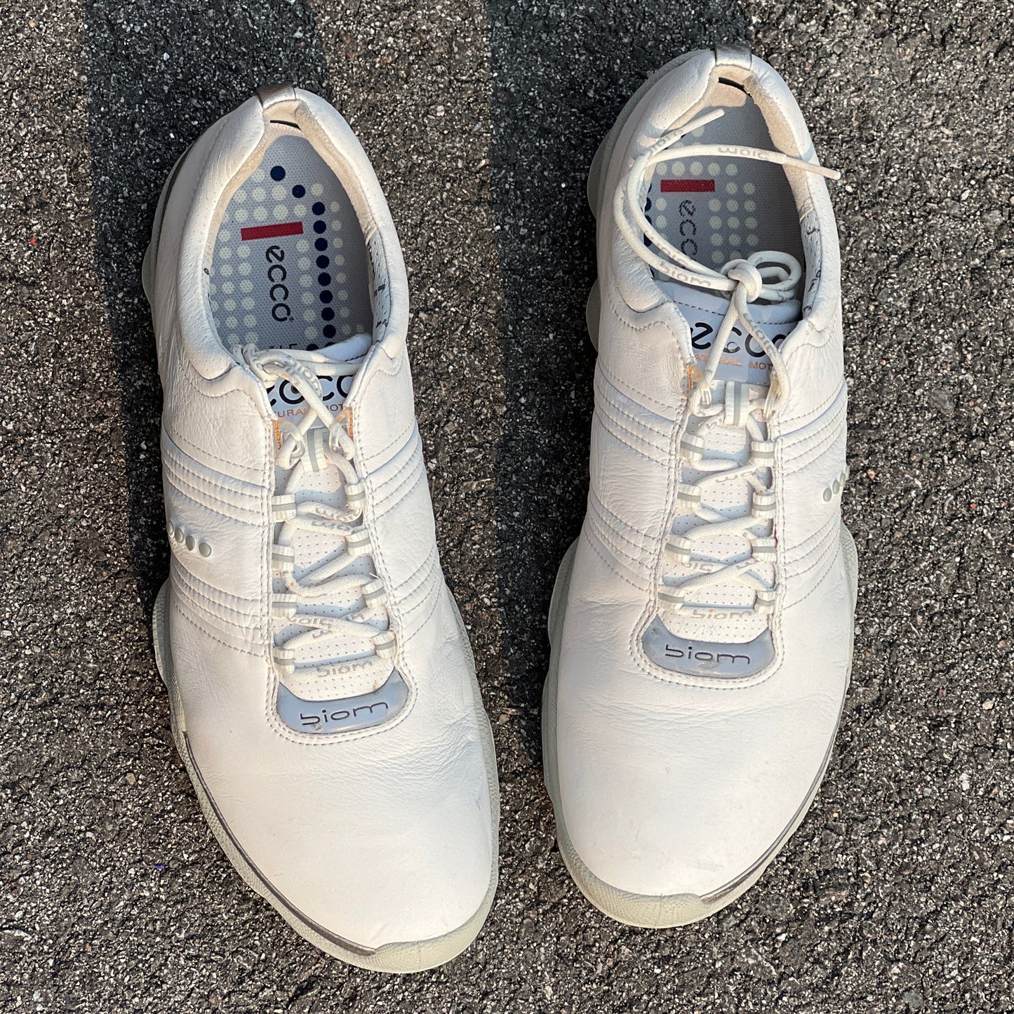 Men’s Ecco Biom Cleated Golf Shoe 46EU• White/Grey • Hydromax Yak Leather