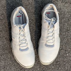 Men’s Ecco Biom Cleated Golf Shoe 46EU• White/Grey • Hydromax Yak Leather