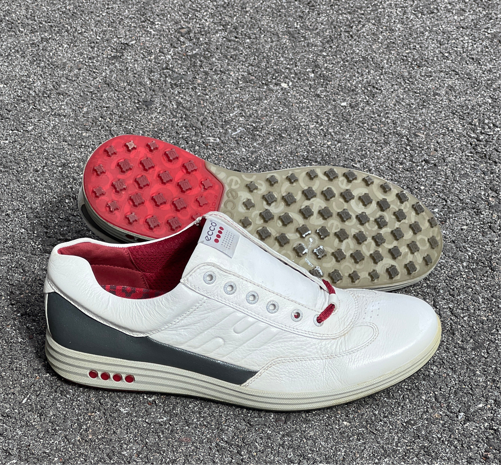 Men’s Ecco Premier Cleat-less Golf Shoe 46EU •White/ Grey• Hydromax Leather