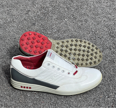 Men’s Ecco Premier Cleat-less Golf Shoe 46EU •White/ Grey• Hydromax Leather