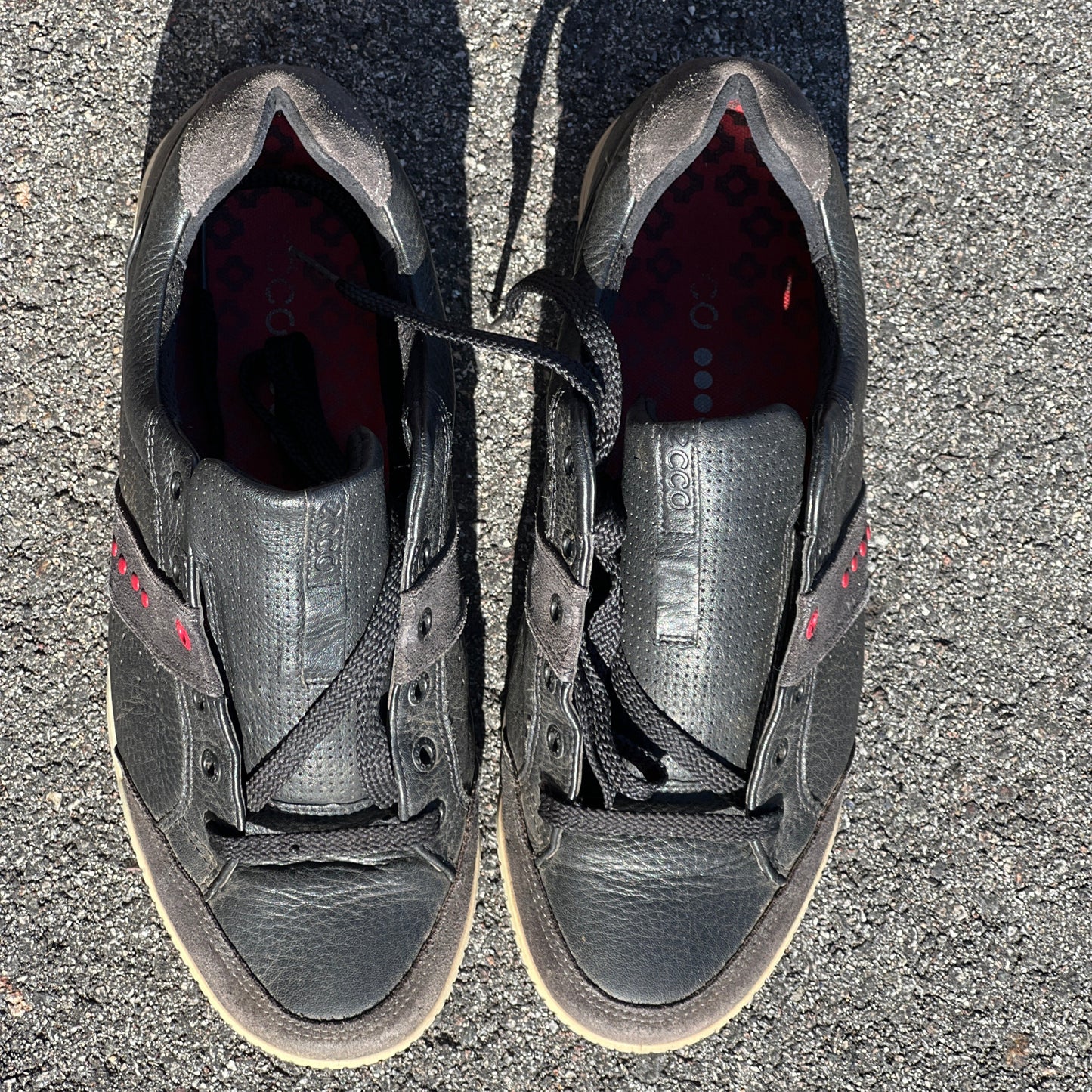 Men’s Ecco Street Premier Cleat-less Golf Shoe 43EU •Black/Red• Leather