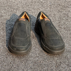 Men’s Ecco Twin Gored Slip-on Comfort Casual 44EU •Black NuBuck Leather • Made in Portugal