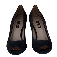 Woman’s Ecco Peep-toe Pump 39M Black Suede Leather