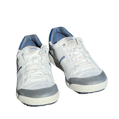 Men’s Ecco Street Premier Cleat-less Golf Shoe 44EU •White/Blue• Hydromax Leather