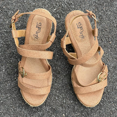Woman’s Euro Soft by Sofft Jute Wrapped Platform Sandal 8M Beige Textile
