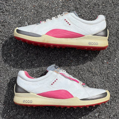 Women’s Ecco Biom Spikeless Golf Shoes 38EU -White/Pink- Hydromax Yak Leather