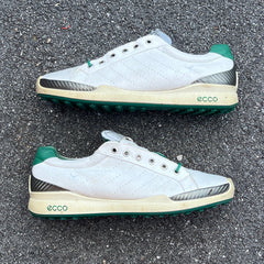 Men’s Ecco Biom Spikeless Golf Shoes 45EU -White/Green- Hydromax Yak Leather