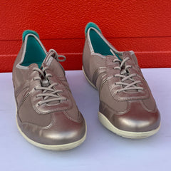 Woman’s Ecco ECCO Bluma Lace Oxford 39M Metallic Taupe Mesh/Leather