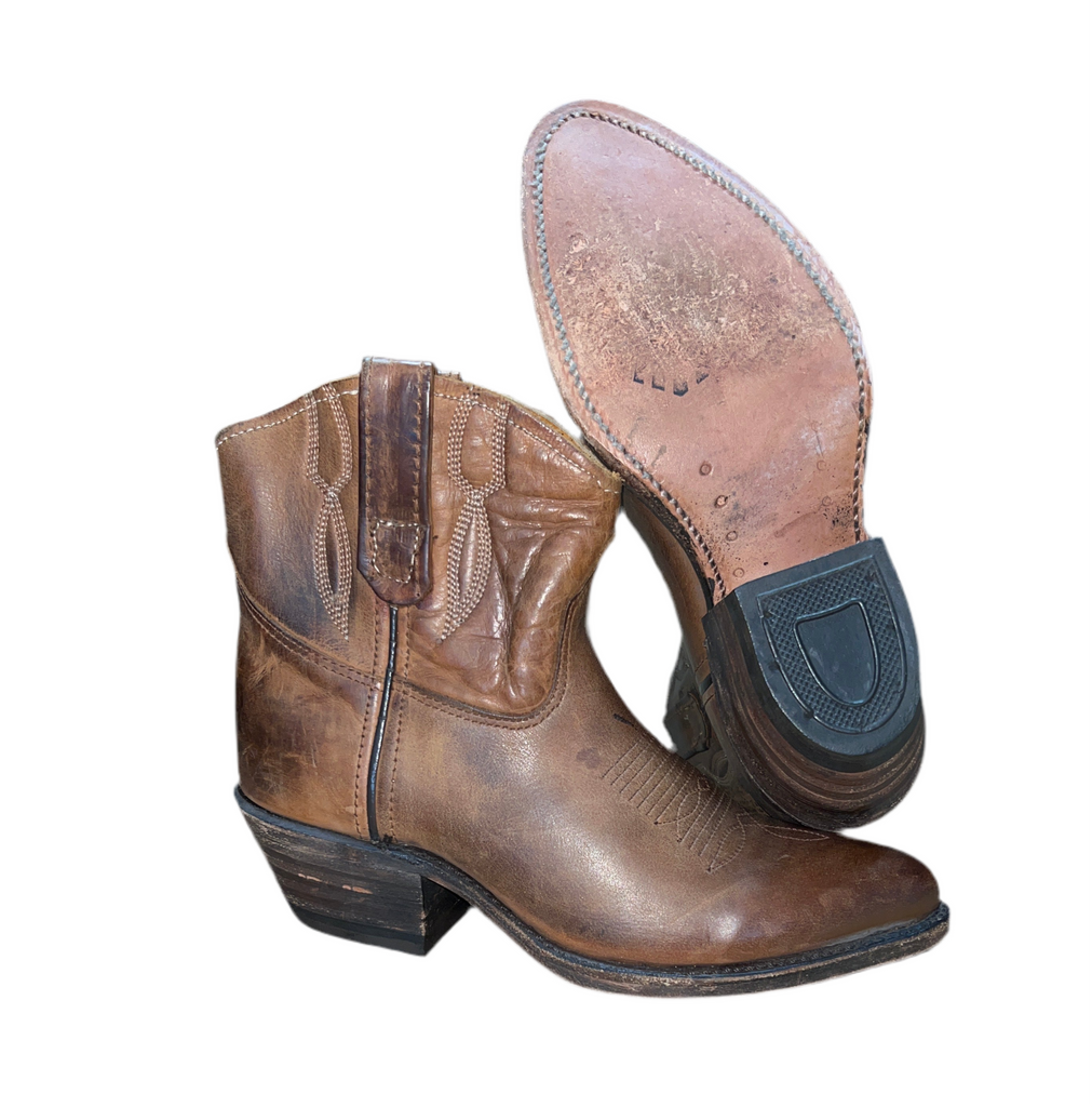 HH Brown bench made western boot 38M, brown leather
