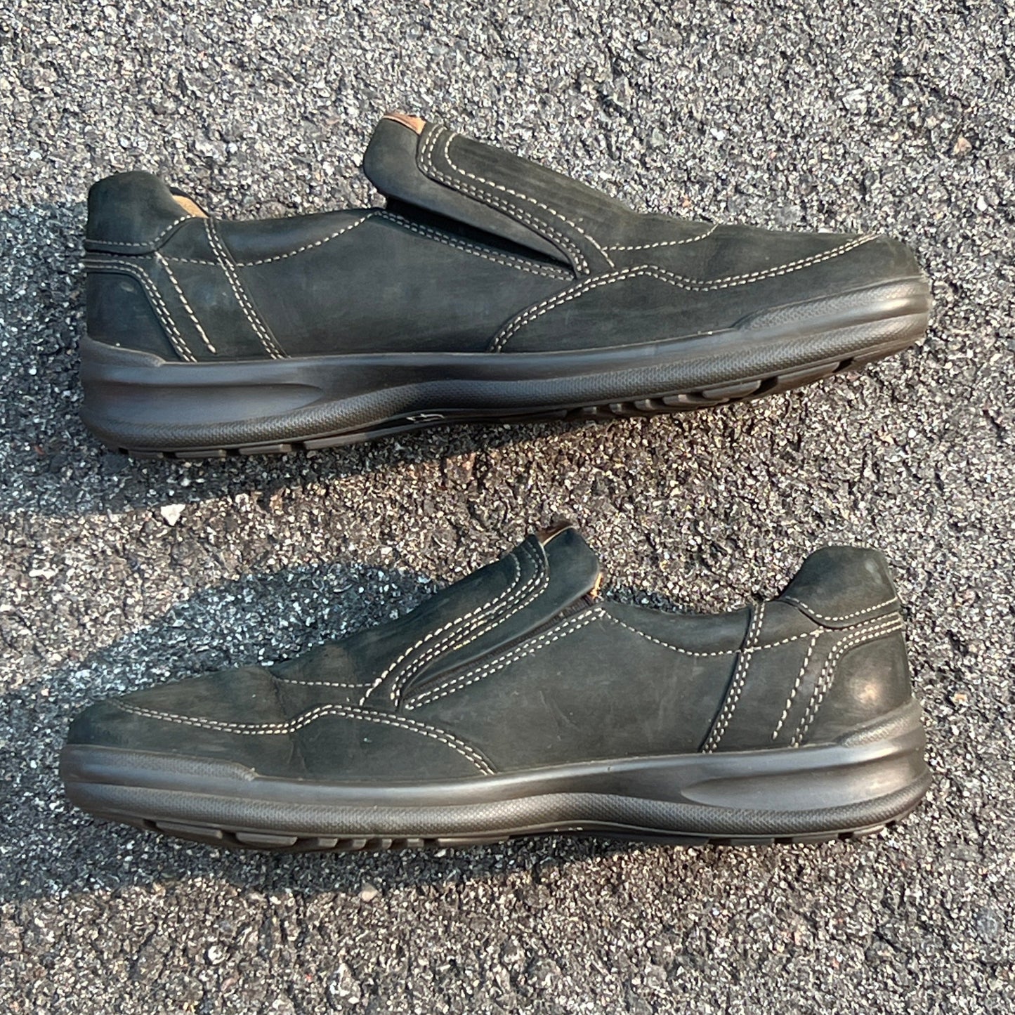Men’s Ecco Twin Gored Slip-on Comfort Casual 44EU •Black NuBuck Leather • Made in Portugal