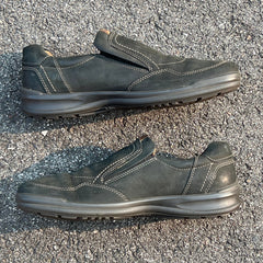 Men’s Ecco Twin Gored Slip-on Comfort Casual 44EU •Black NuBuck Leather • Made in Portugal