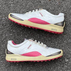 Women’s Ecco Biom Spikeless Golf Shoes 36EU -White/Pink- Hydromax Yak Leather